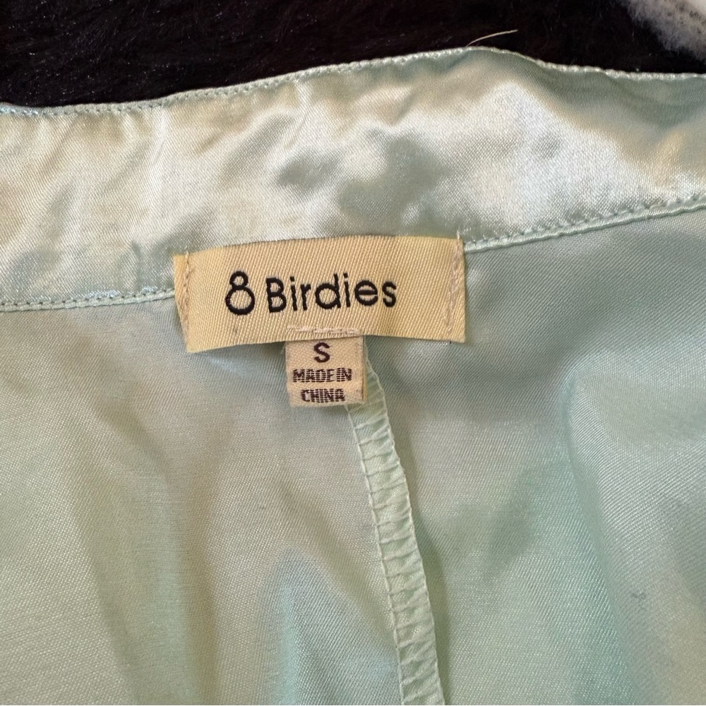 8 Birdies Cottagecore/Renaissance Mint Green Silky Keyhole Blouse - Picture 6 of 6